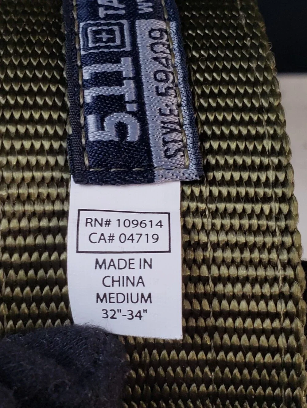 5.11 Tactical Trainer Belt style 59409 in O.D. Green in Size Medium